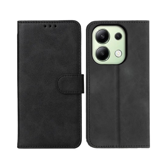 Leather Flip Cover with Internal Pocket For Xiaomi Redmi Note 13 4G Black